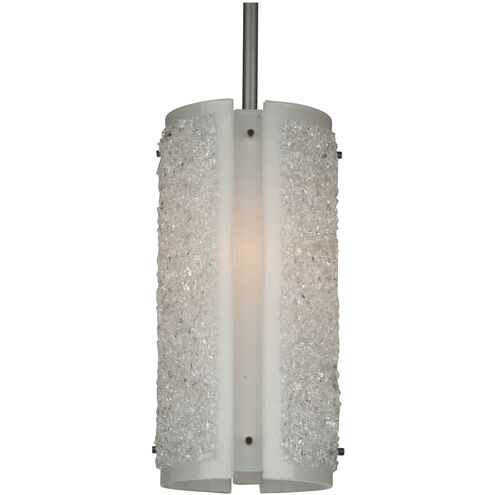 Textured Glass 1 Light 5.7 inch Beige Silver Pendant Ceiling Light in Adjustable Cord, Metallic Beige Silver, Rimelight Frosted